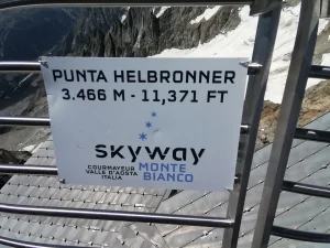 Punta Helbronner, Monte Bianco - Cartello altitudine